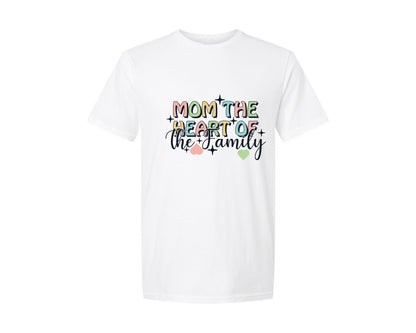 brand:Generic|color:White|Mom The Heart Of The Family Mothers Day 6 Graphic T-Shirt