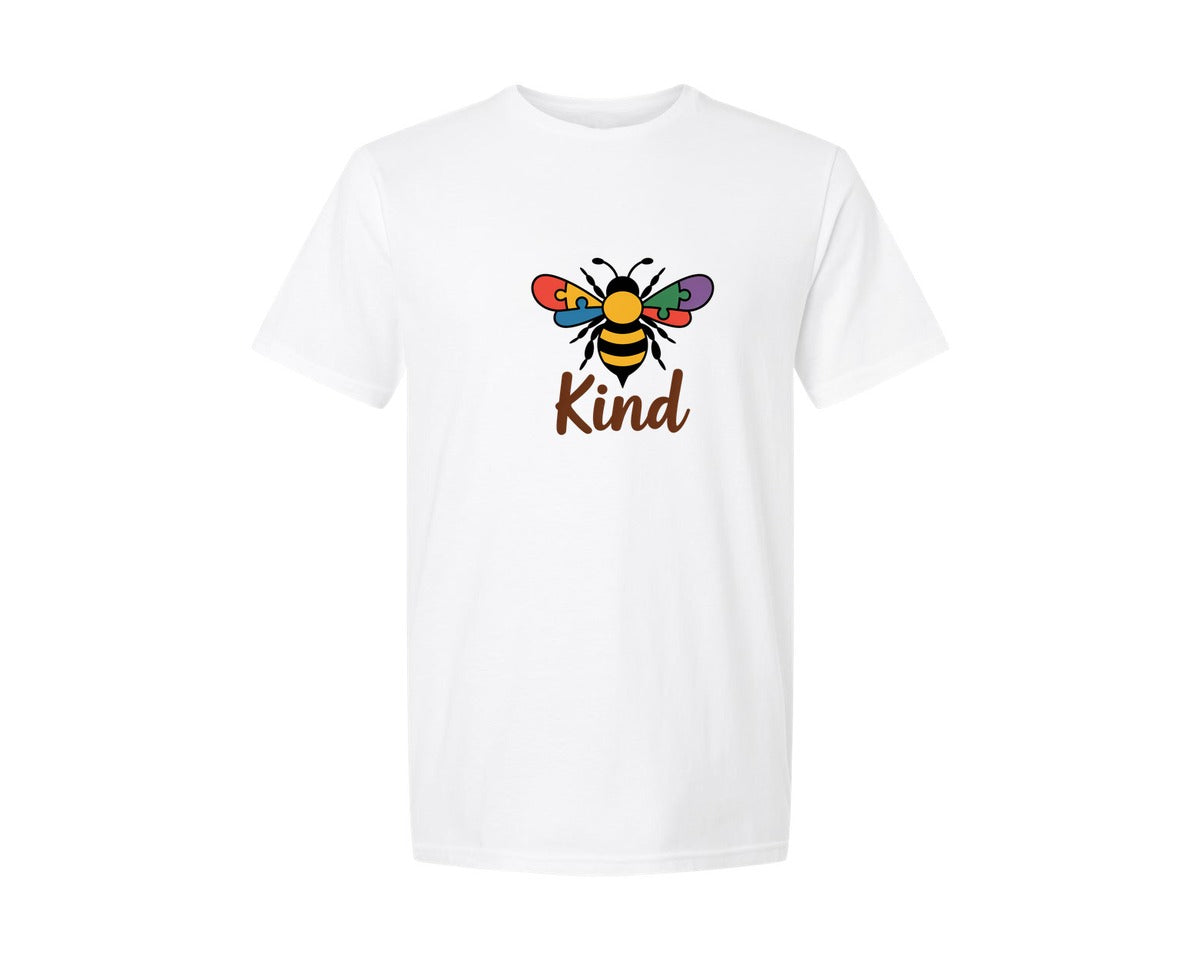 brand:Generic|color:White|Bee Kind Autism Autism Awareness Graphic T-Shirt