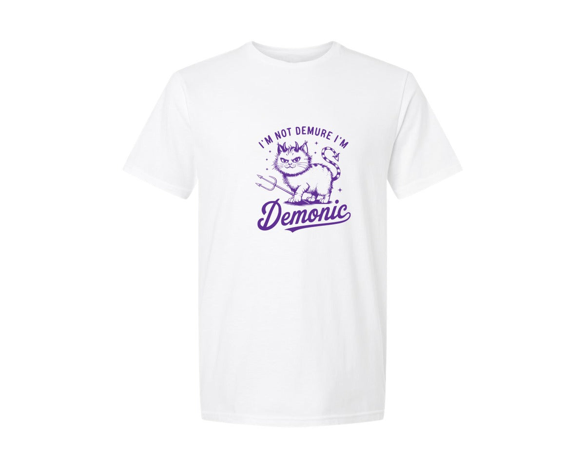 brand:Generic|color:White|Im Not Demure Im Demonic T Shirt D Graphic T-Shirt
