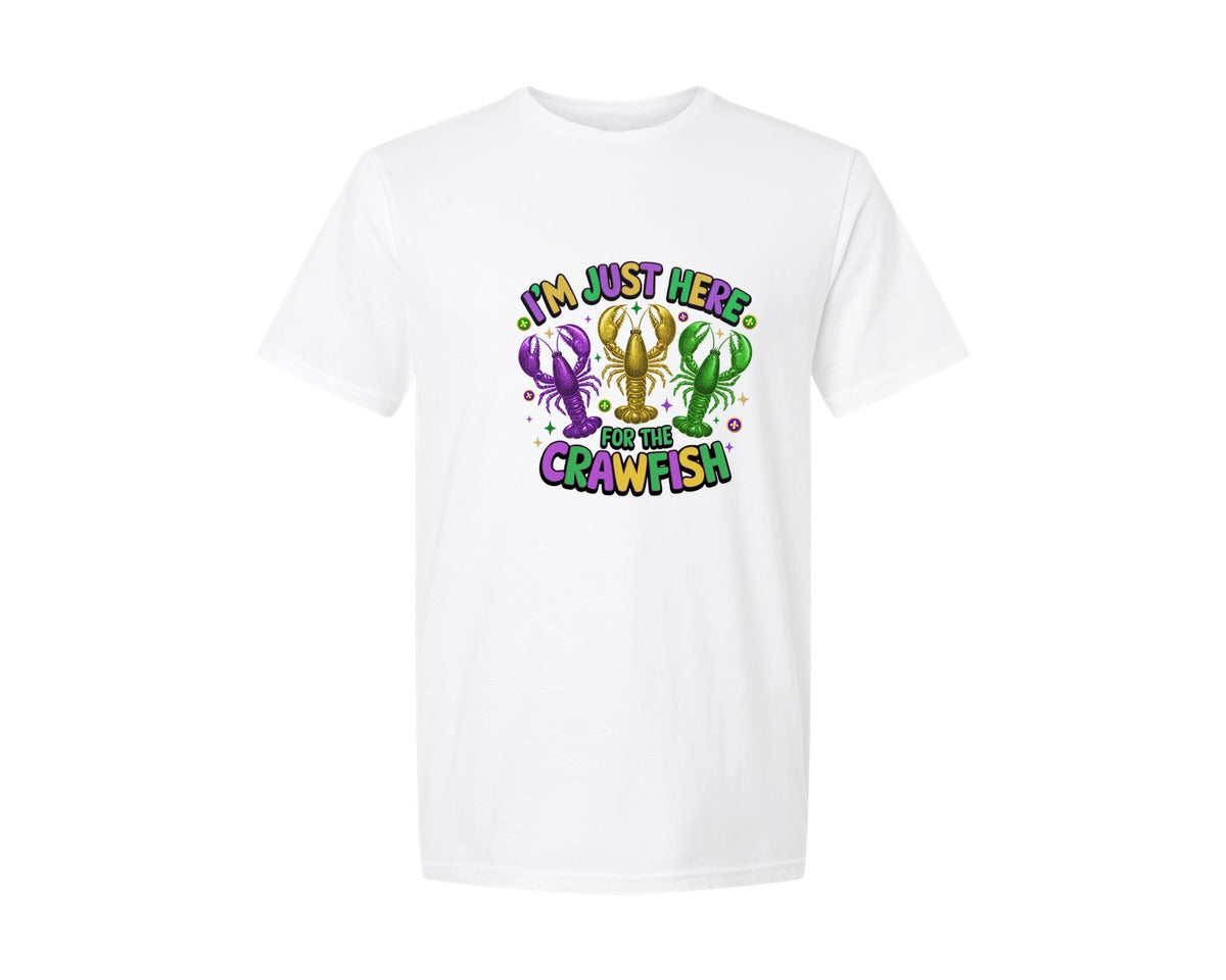 brand:Generic|color:White|Im Just Here For The Crawfish 3 Graphic T-Shirt