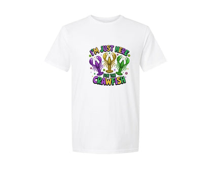 brand:Generic|color:White|Im Just Here For The Crawfish 3 Graphic T-Shirt