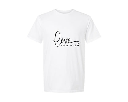 brand:Generic|color:White|Love Never Fails Valentine 2 Graphic T-Shirt