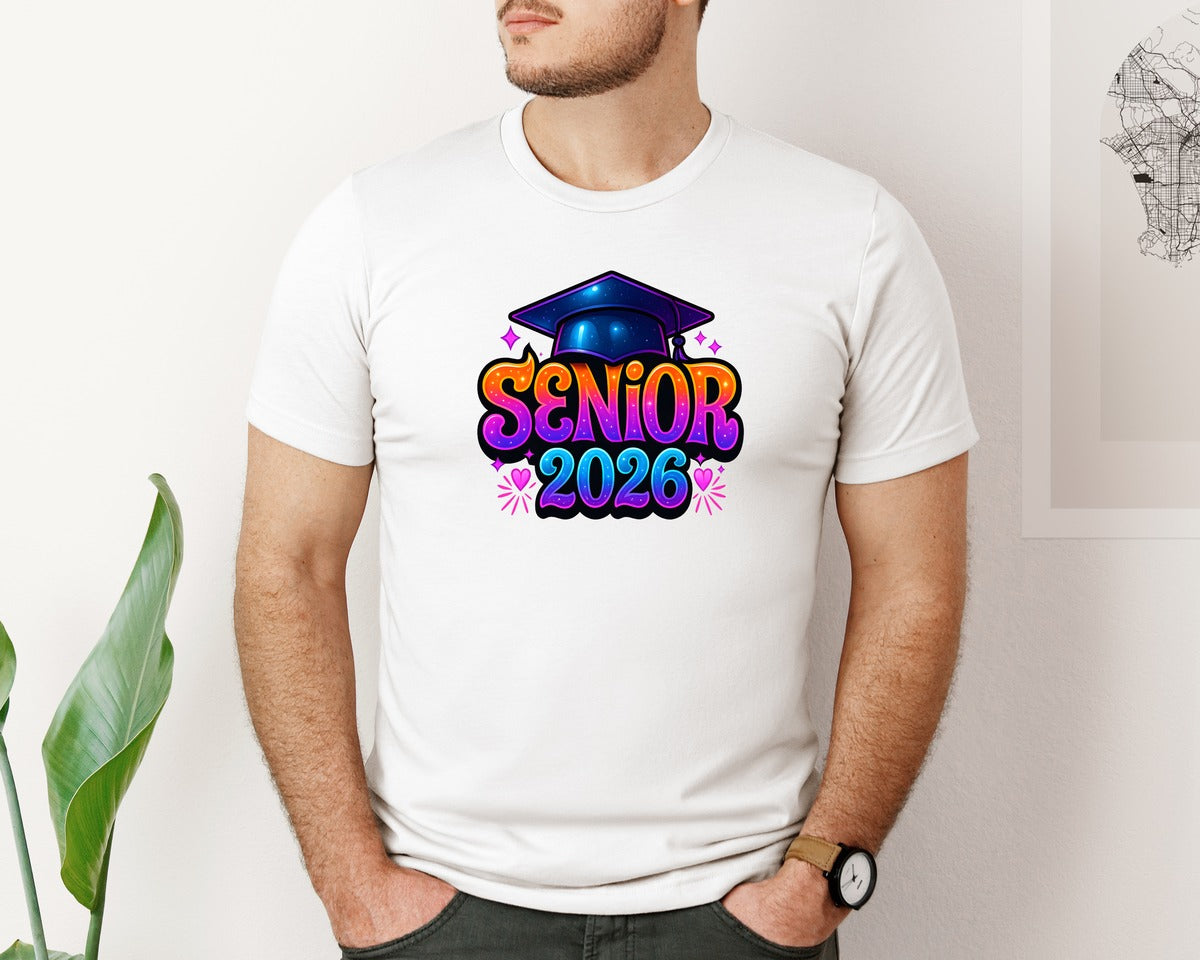 brand:Bella Canvas|color:White|Senior 2026 New Year Class T Shirt Graphic T-Shirt