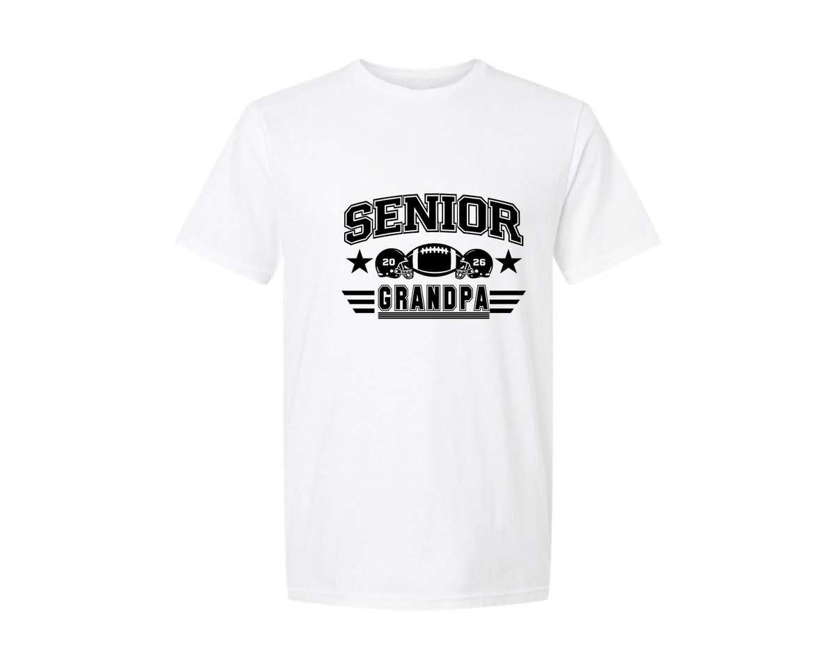 brand:Generic|color:White|Senior Grandpa 2026 Football Pride Graphic T-Shirt