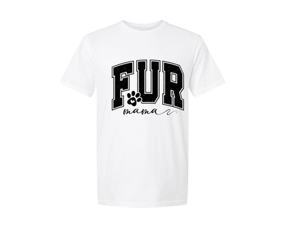 brand:Generic|color:White|Fur Mama Dog Mama Varsity Graphic T-Shirt