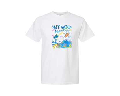 brand:Comfort Colors|color:White|Summer Beach Salt Water Sunshine Graphic T-Shirt