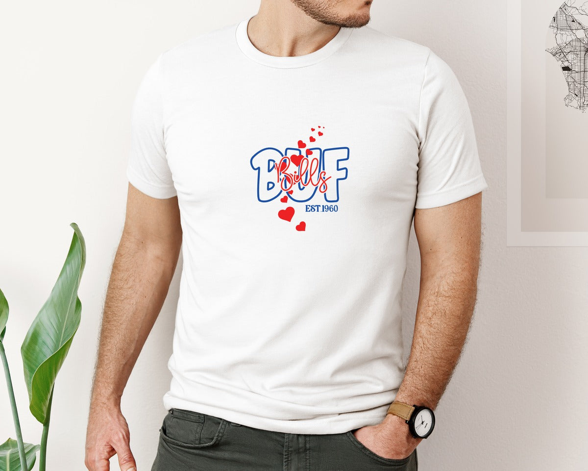 brand:Bella Canvas|color:White|Buffalo Football Buf Bills Est 1960 Graphic T-Shirt