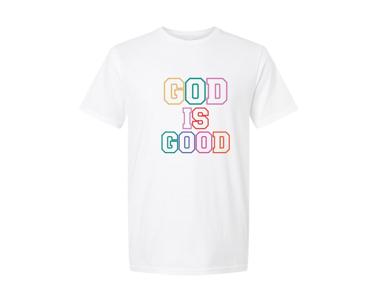 brand:Generic|color:White|Doodle God Is Good Preppy Retro Chr Graphic T-Shirt