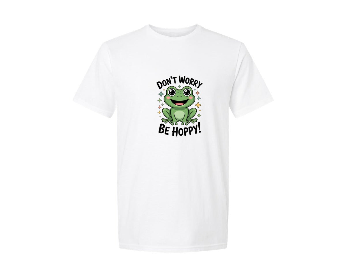 brand:Generic|color:White|Dont Worry Be Hoppy Frog Graphic T-Shirt