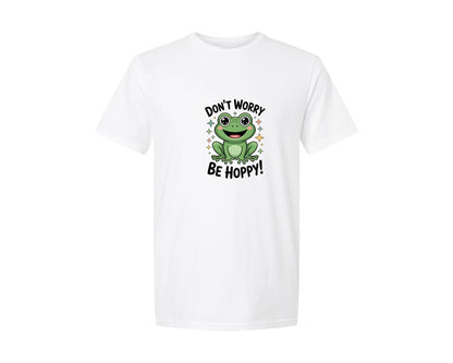 brand:Generic|color:White|Dont Worry Be Hoppy Frog Graphic T-Shirt
