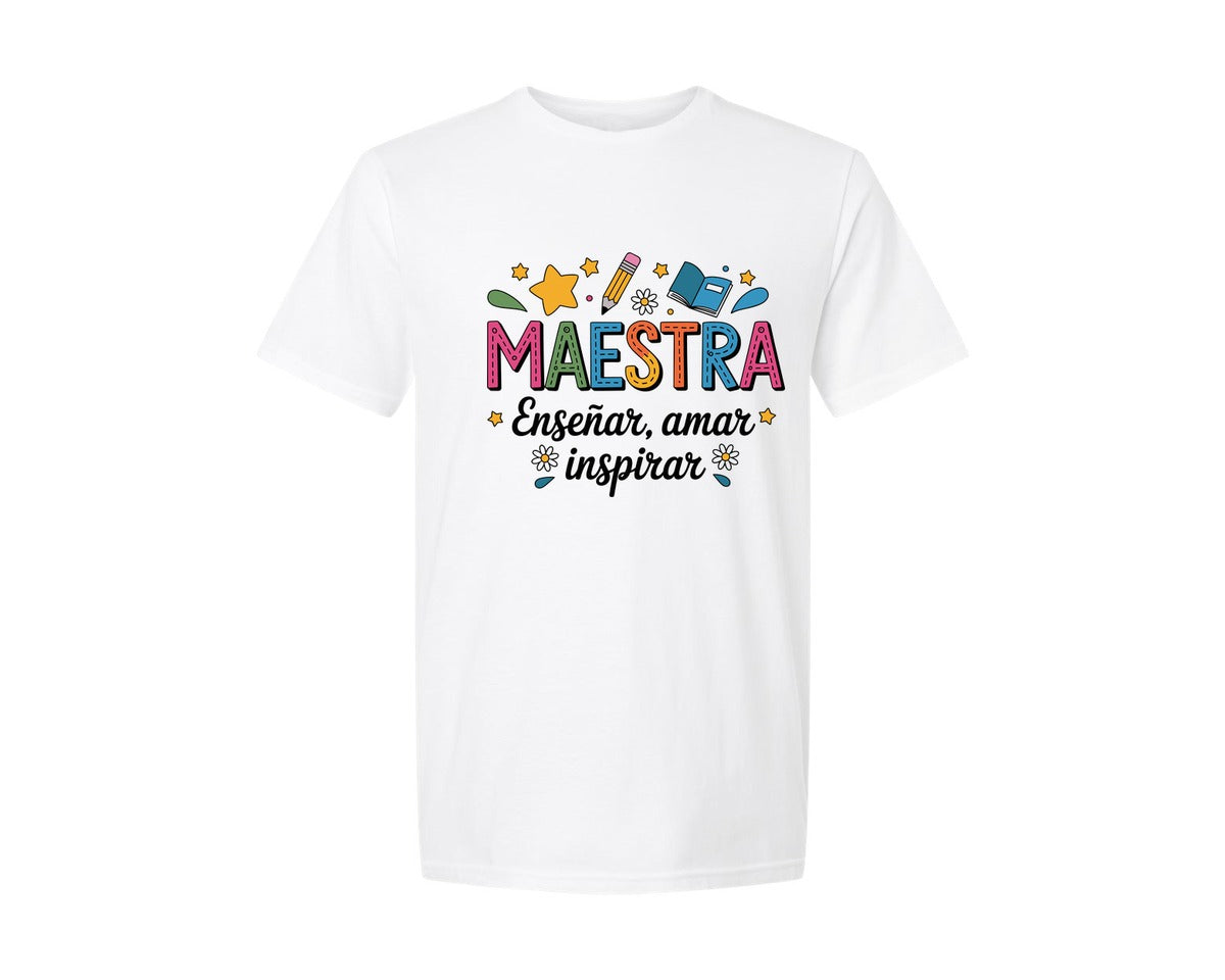 brand:Generic|color:White|Retro Maestra Spanish Teacher Graphic T-Shirt