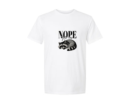 brand:Generic|color:White|Nope Not Today Mental Health Raccoon Graphic T-Shirt