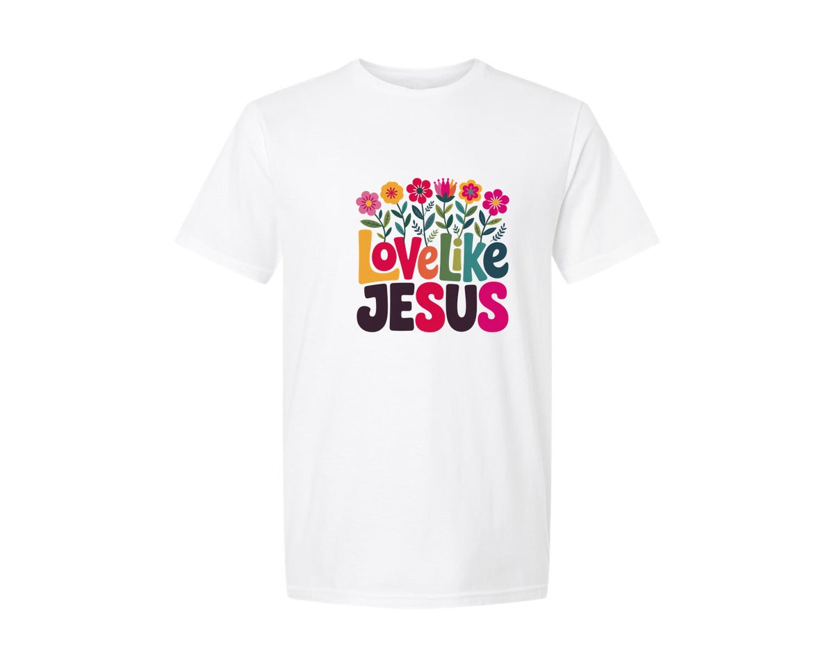 brand:Generic|color:White|Boho Christian Love Like Jesus Graphic T-Shirt