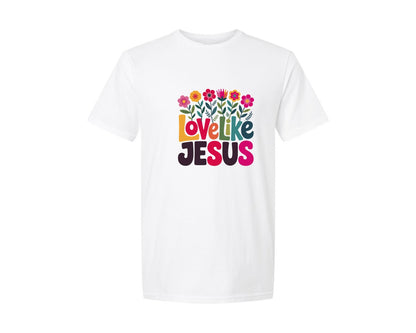 brand:Generic|color:White|Boho Christian Love Like Jesus Graphic T-Shirt