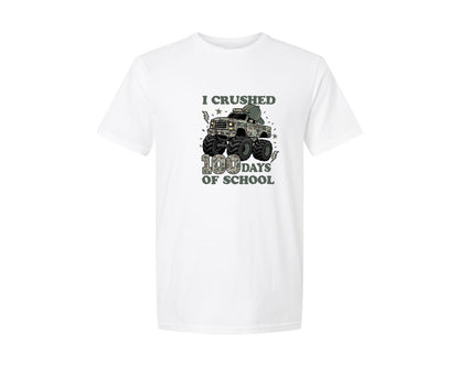 brand:Generic|color:White|I Crushed 100 Days Of School Camo Graphic T-Shirt