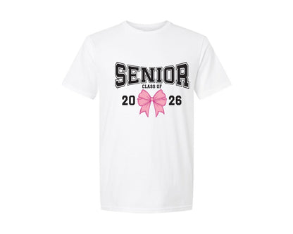 brand:Generic|color:White|Senior Class Of 2026 Coquette Pink Bow 2 Graphic T-Shirt