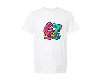 brand:Generic|color:White|Six Seven Ice Cream Baseball Drip 67 Graphic T-Shirt
