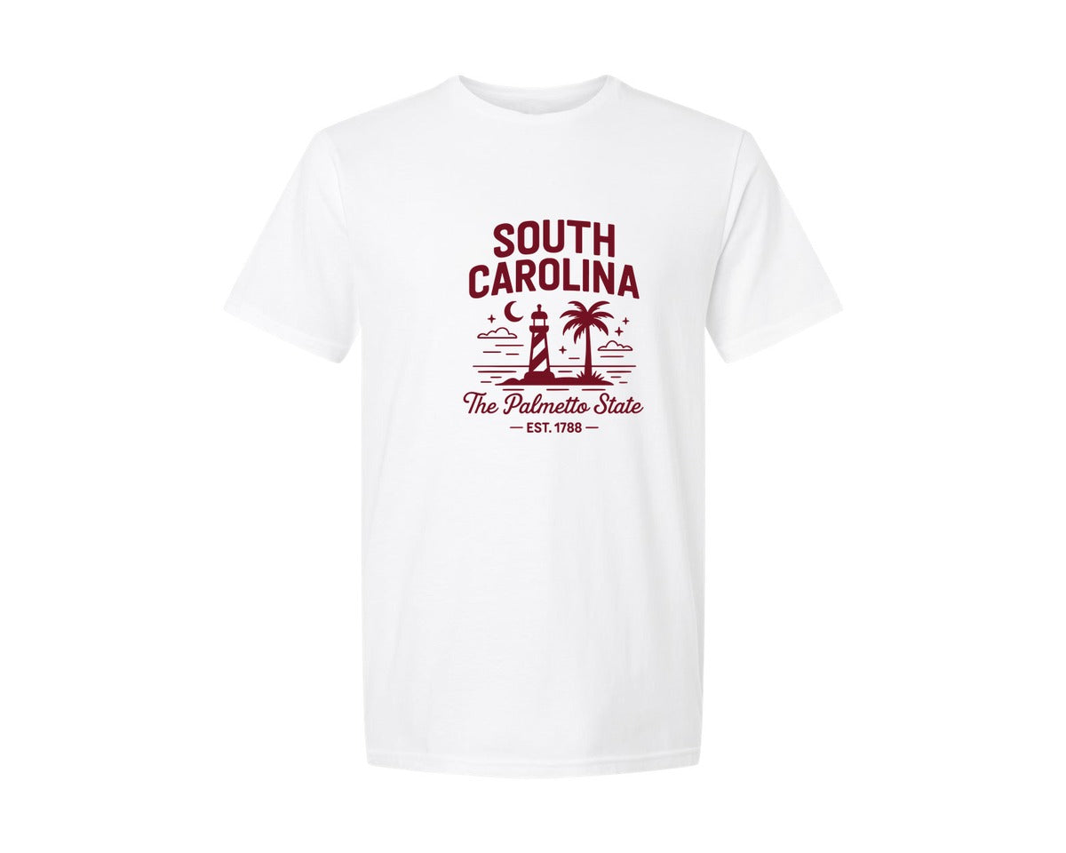 brand:Generic|color:White|South Carolina The Palmetto State 2 Graphic T-Shirt