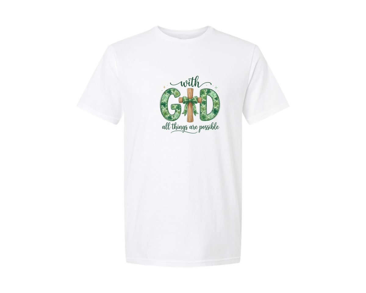 brand:Generic|color:White|With God All Things Are Possible 69 Graphic T-Shirt