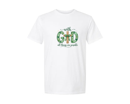 brand:Generic|color:White|With God All Things Are Possible 69 Graphic T-Shirt