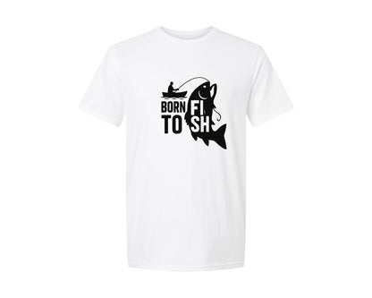 brand:Generic|color:White|Born To Fish Fishing Graphic T-Shirt
