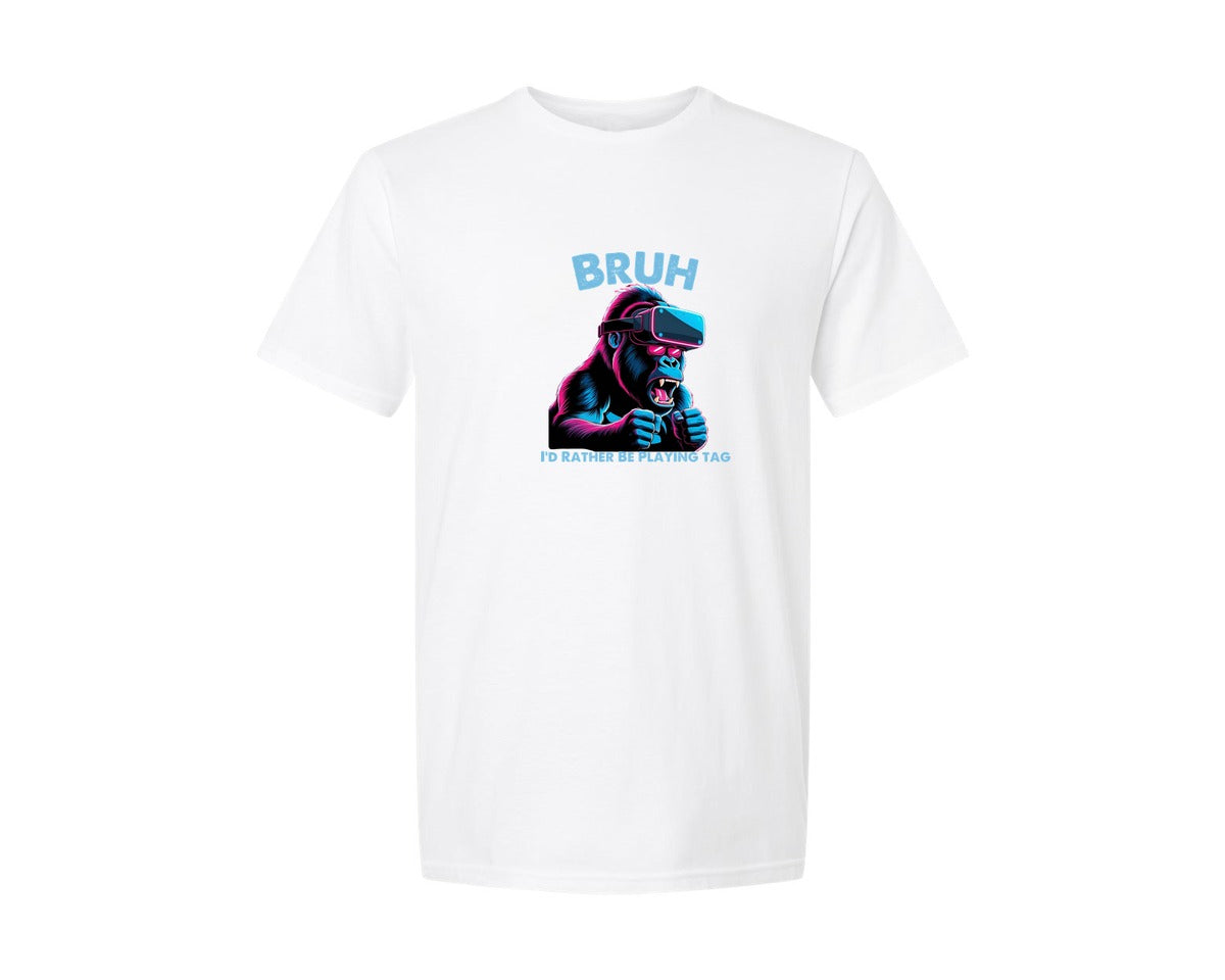 brand:Generic|color:White|Bruh Id Rather Be Playing Tag T Shirt Graphic T-Shirt