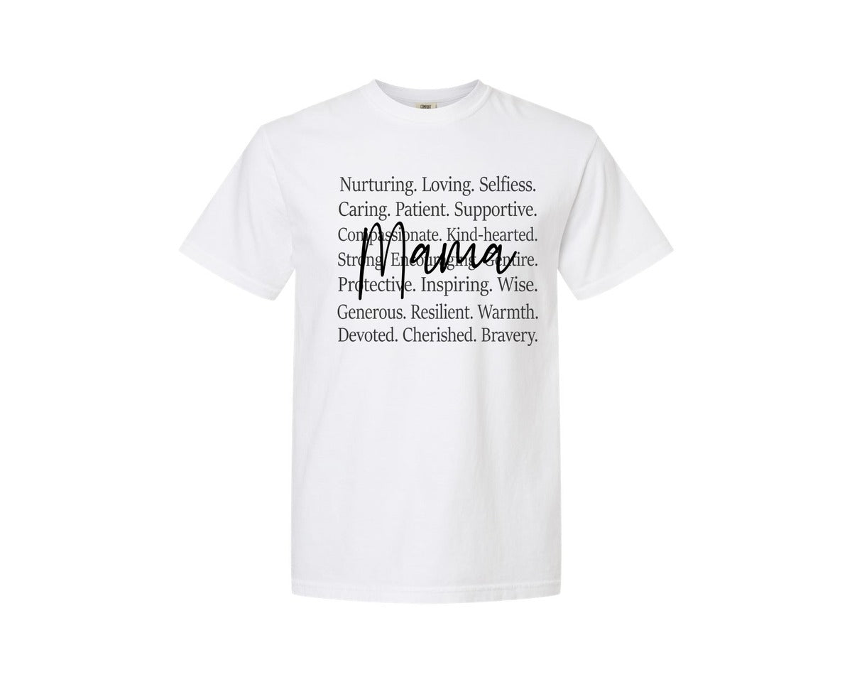 brand:Comfort Colors|color:White|Mama Words Mothers Day Graphic T-Shirt
