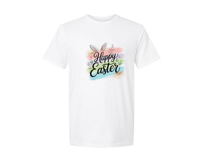 brand:Generic|color:White|Happy Easter Pastel Colors Bunny Ear Graphic T-Shirt