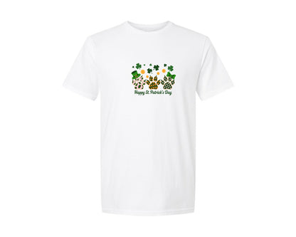 brand:Generic|color:White|St Patricks Day Paw Print Graphic T-Shirt