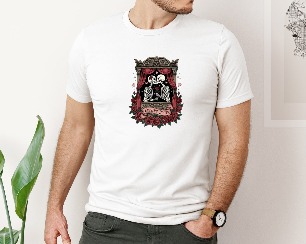 brand:Bella Canvas|color:White|Skeleton Valentines Day Graphic T-Shirt