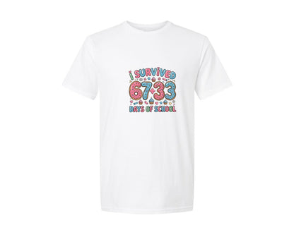 brand:Generic|color:White|I Survived 100 Days Of School 28 Graphic T-Shirt