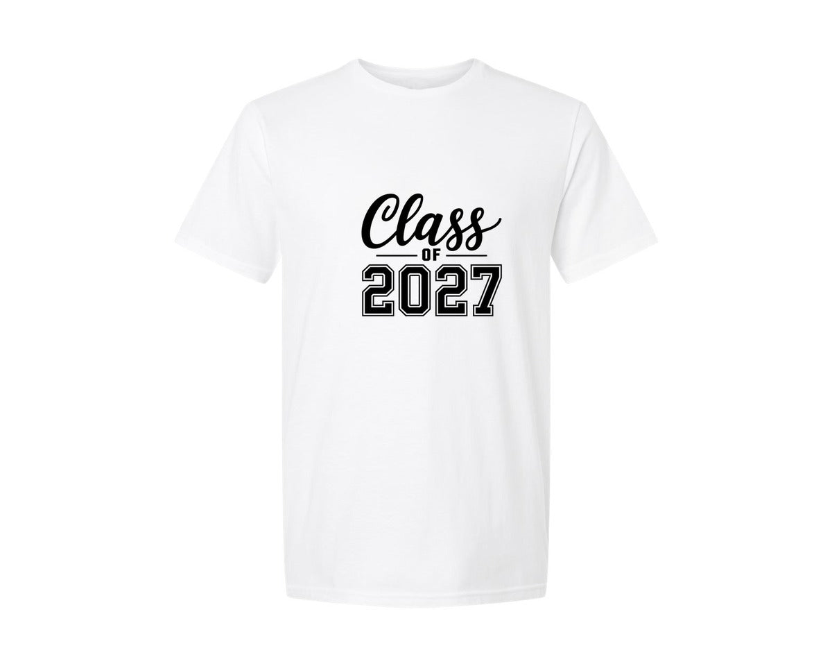 brand:Generic|color:White|Class Of 2027 Design Graphic T-Shirt