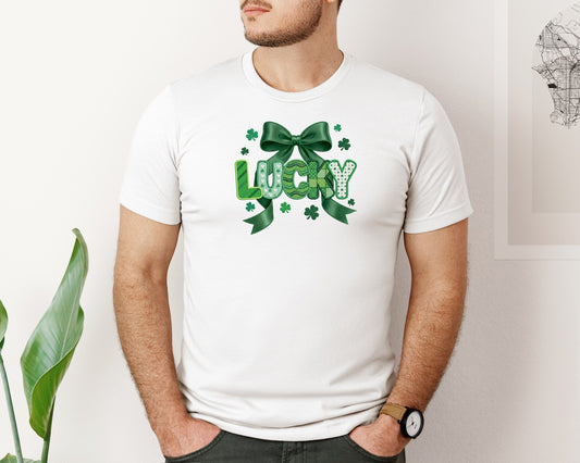 Lucky Shamrock Bow St Patricks 2 Graphic T-Shirt