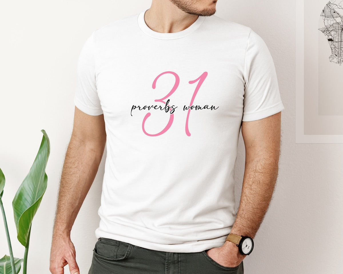 brand:Bella Canvas|color:White|Proverbs 31 Woman Christian Graphic T-Shirt