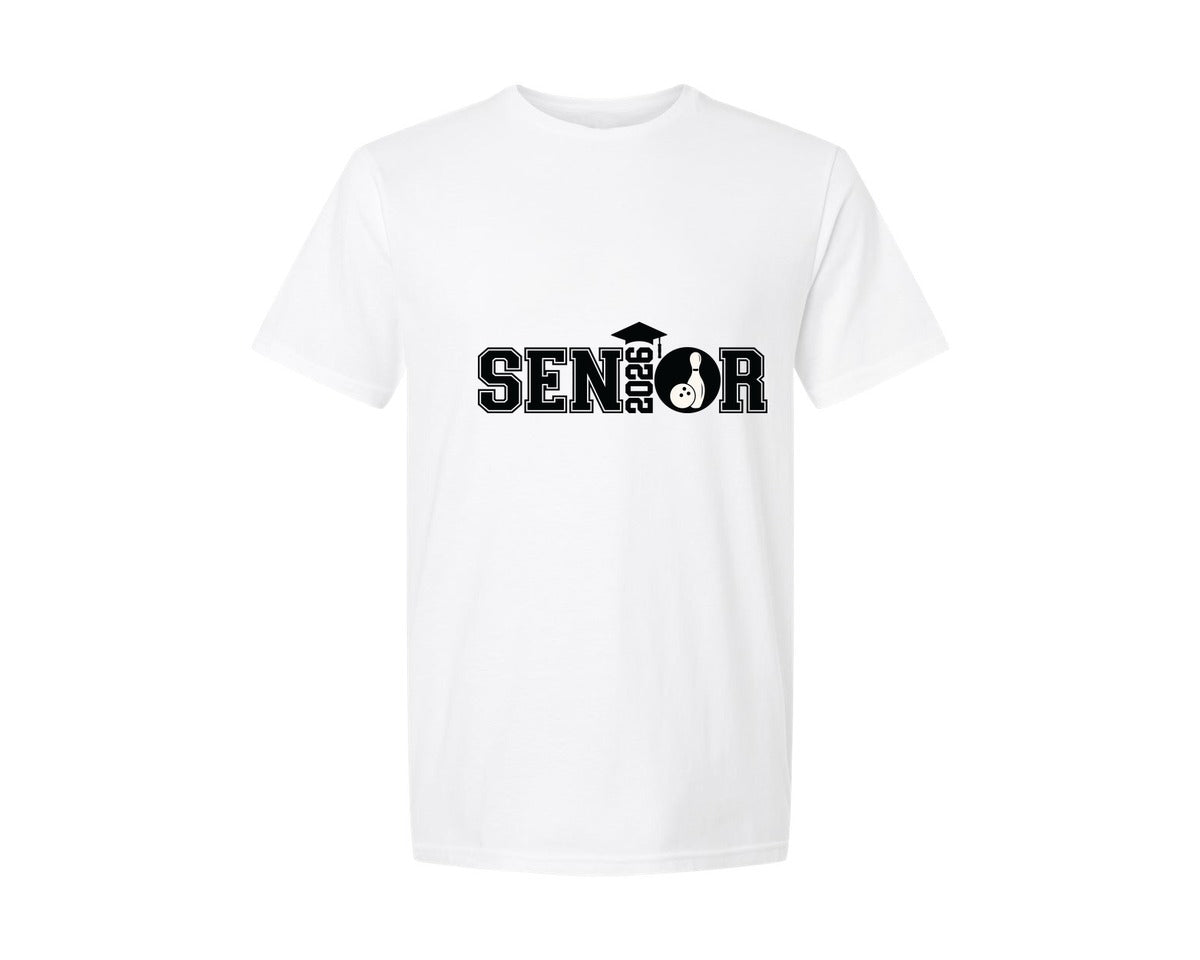 brand:Generic|color:White|Senior Bowling 2026 Graduation Graphic T-Shirt
