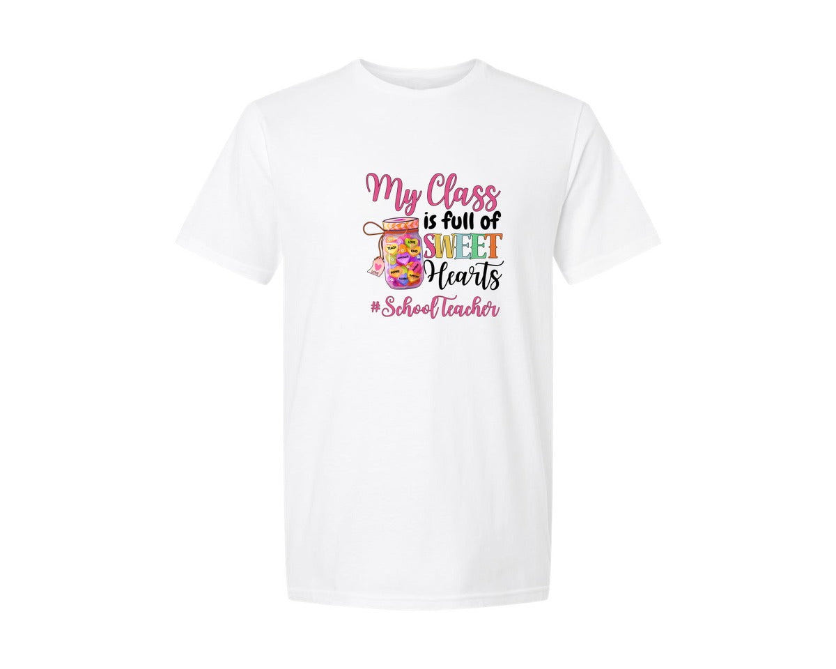 brand:Generic|color:White|My Class Is Full Of Sweethearts Teacher 5 Graphic T-Shirt