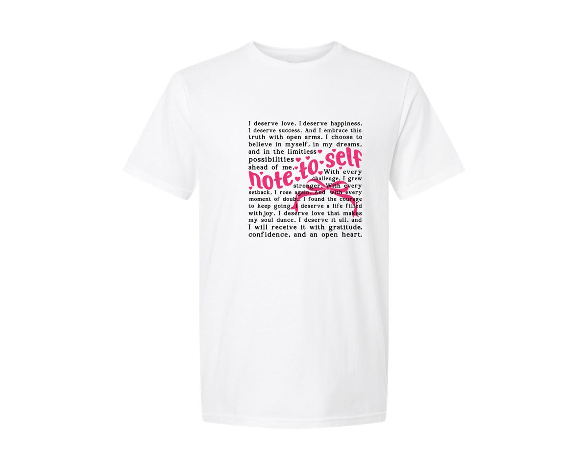 brand:Generic|color:White|Note To Self Words Coquette Bow Graphic T-Shirt