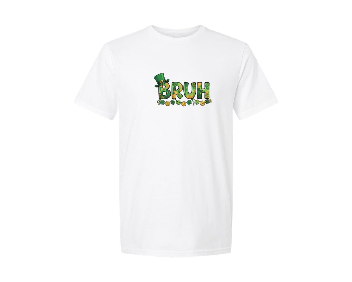 brand:Generic|color:White|St Patricks Day Bruh Graphic T-Shirt