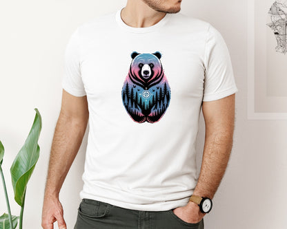 brand:Bella Canvas|color:White|Retro Forest Bear Vintage Wildlife Graphic T-Shirt