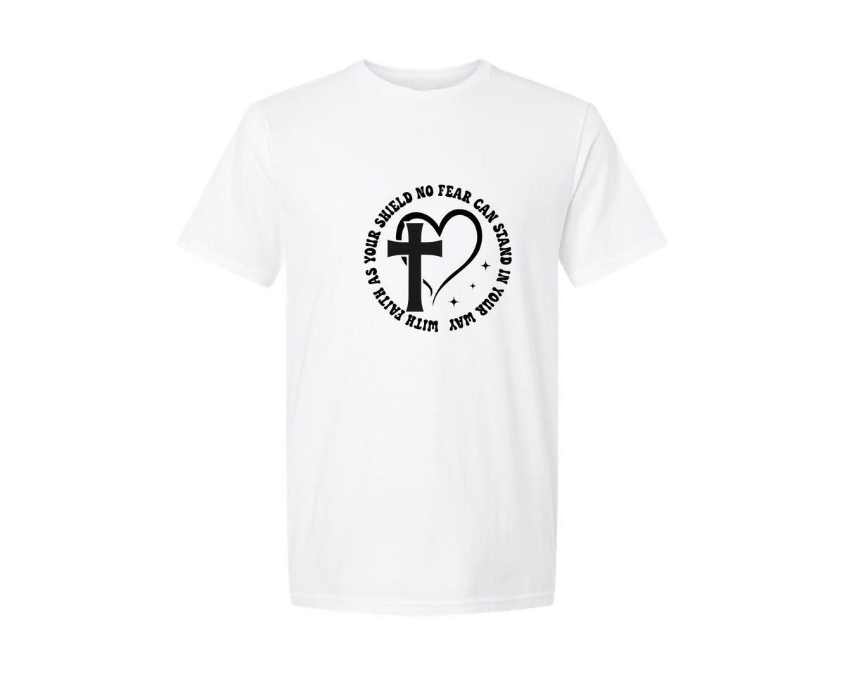 brand:Generic|color:White|Faith Over Fear Back Front Design Graphic T-Shirt