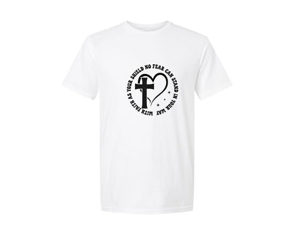 brand:Generic|color:White|Faith Over Fear Back Front Design Graphic T-Shirt