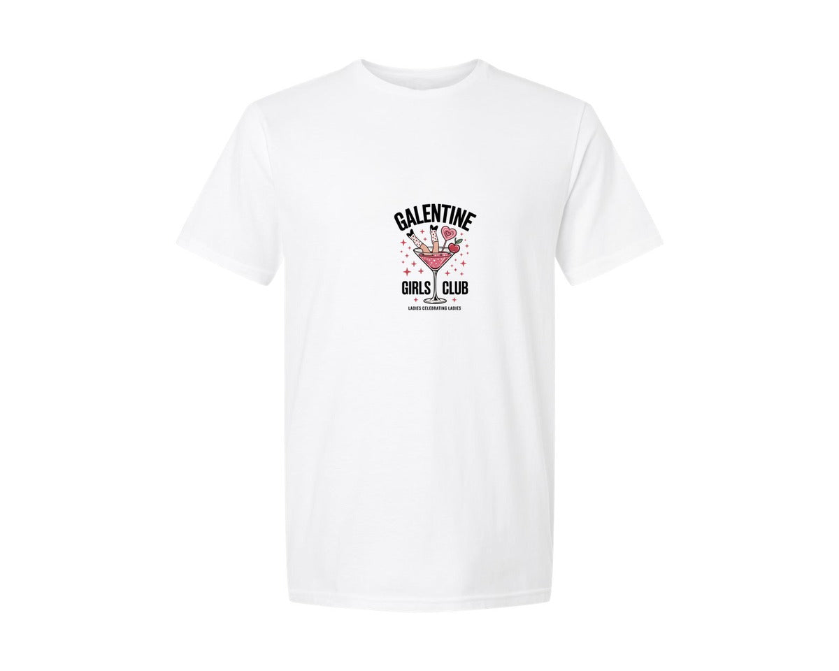 brand:Generic|color:White|Galentine Girls Club Ladies Celebrating 2 Graphic T-Shirt