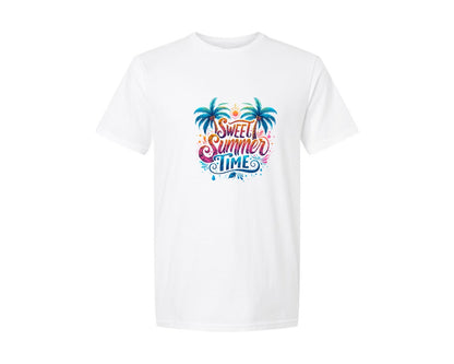 brand:Generic|color:White|Sweet Summer Time Palm Trees Graphic T-Shirt