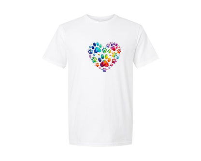brand:Generic|color:White|Watercolor Paw Print Heart Art Graphic T-Shirt
