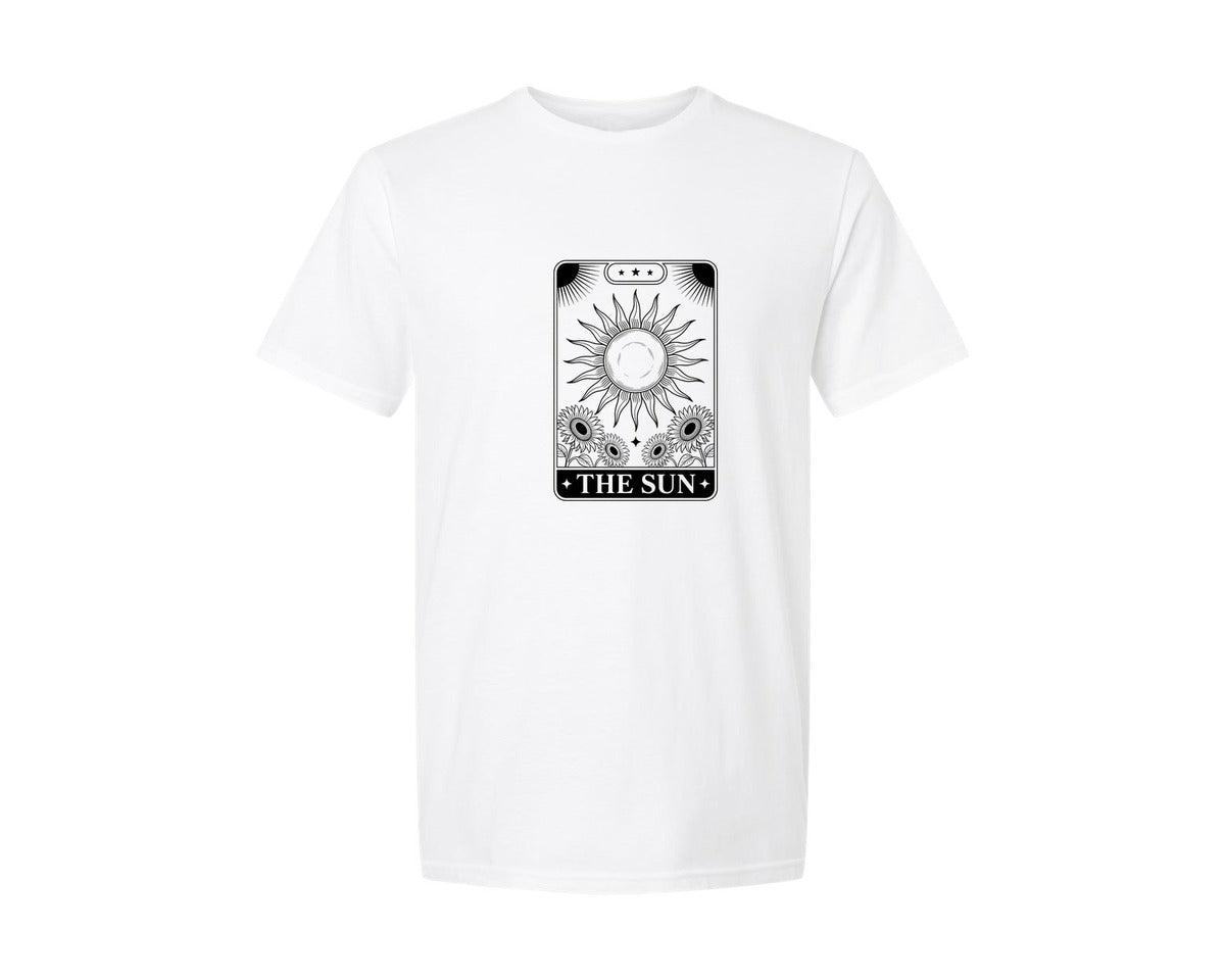 brand:Generic|color:White|The Sun Tarot Card Witchcraft Graphic T-Shirt
