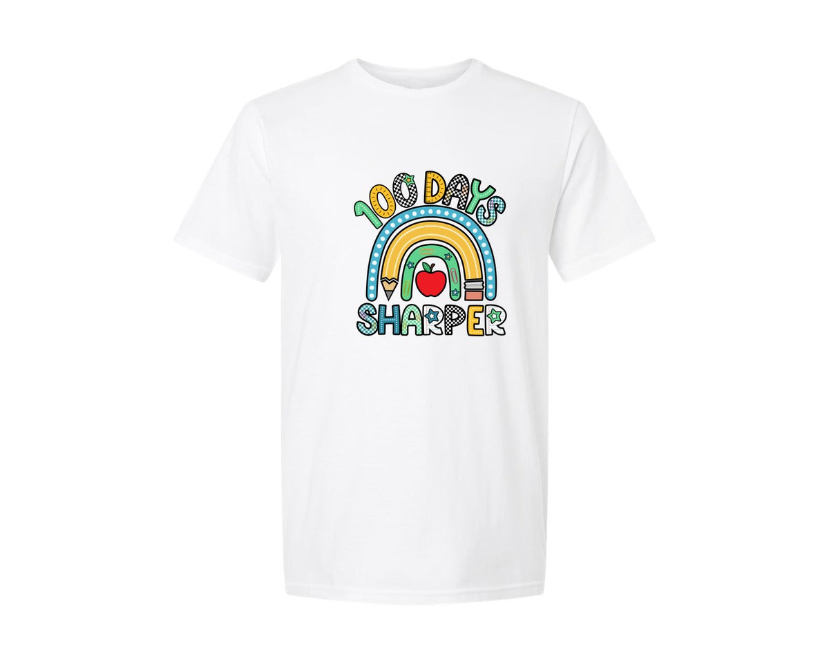 brand:Generic|color:White|100 Days Of School 100 Days Brighter Graphic T-Shirt