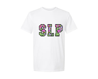 brand:Generic|color:White|Slp Speech Language Pathologist Floral Graphic T-Shirt