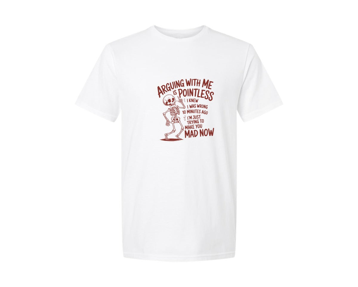 brand:Generic|color:White|Arguing With Me Humorous Attitude Graphic T-Shirt