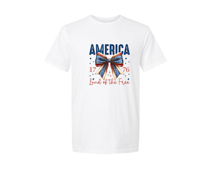 brand:Generic|color:White|America Bow Land Of The Free Graphic T-Shirt