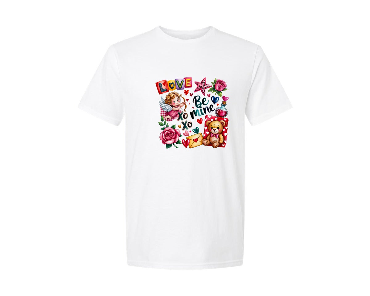 brand:Generic|color:White|Retro Valentine Collagexoxo Be Mine Graphic T-Shirt